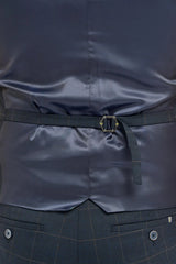 Torino – męska dwurzędowa kamizelka w granatową kratkę