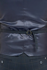 Torino – męska dwurzędowa kamizelka w granatową kratkę