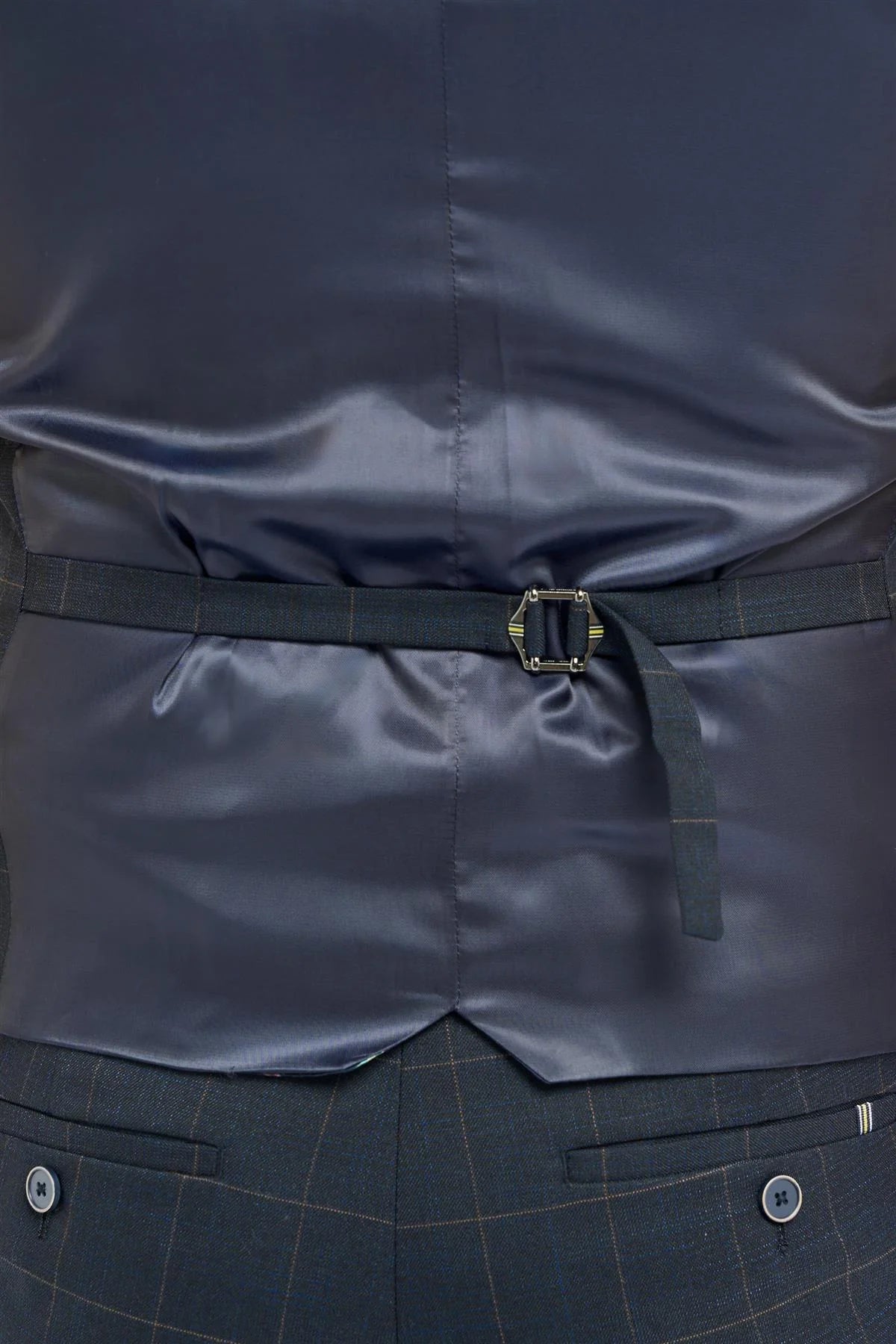 Torino – męska dwurzędowa kamizelka w granatową kratkę