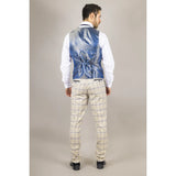 Warwick - Men's Beige Checked Waistcoat