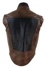 Mens Black & Brown Leather Gilet