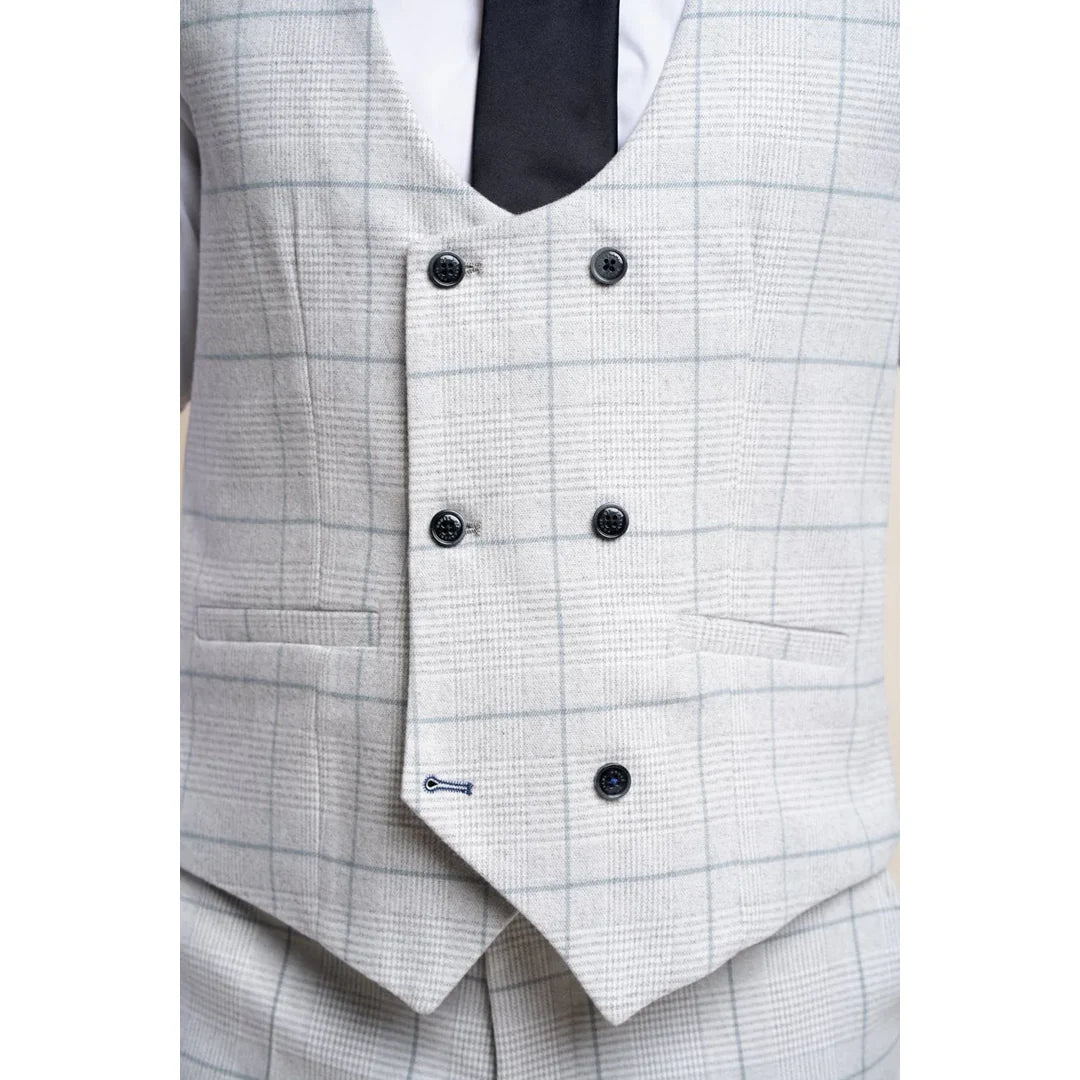 Radika - Men's Light Grey Check Waistcoat