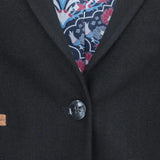 Womens  Blazer Suit Wool Tweed Elbow Patch 1920s Vintage Classic Black