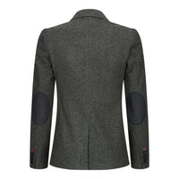 Womens Blazer Suit Wool Tweed Elbow Patch 1920s Vintage Classic Green