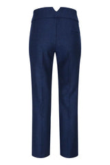 Womens Tweed Herringbone Trouser Navy Blue 1920s Vintage Classic Gatsby Blinders